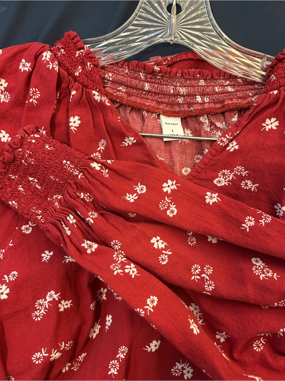 Old Navy Red Floral Peasant Top - Picture 4 of 4